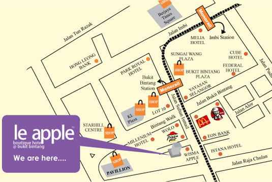 Map to Le Apple Boutique Hotel