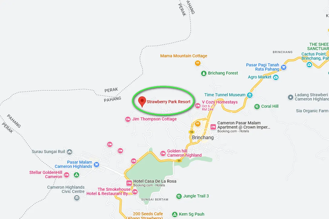 Location of the Strawberry Park Resort