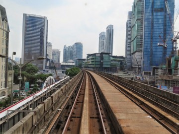RapidKL LRT train entering KL Sentral LRT station