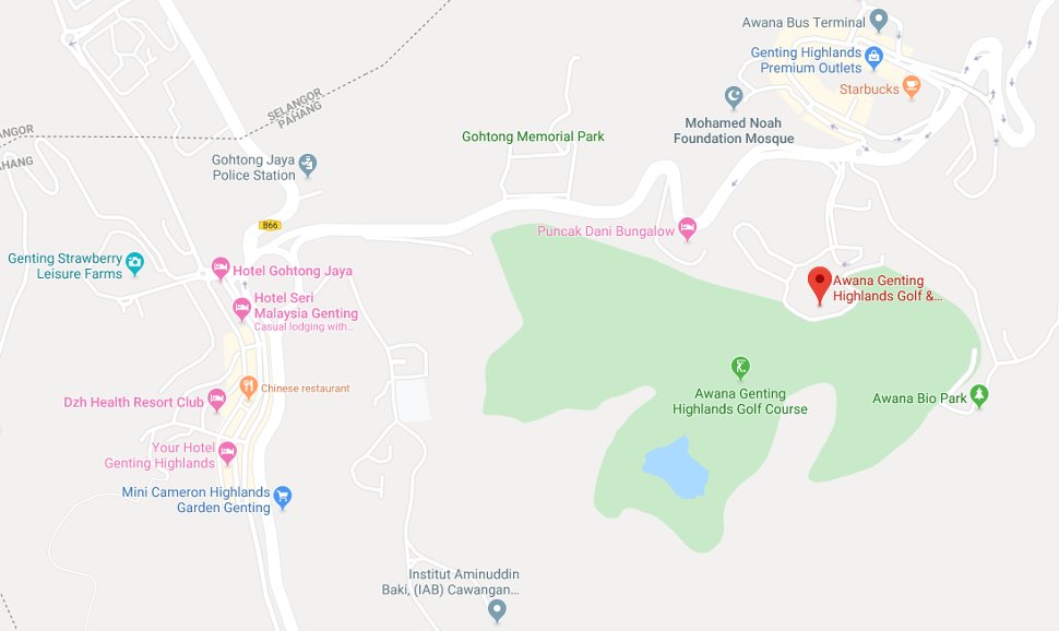Location of Awana Genting golf course