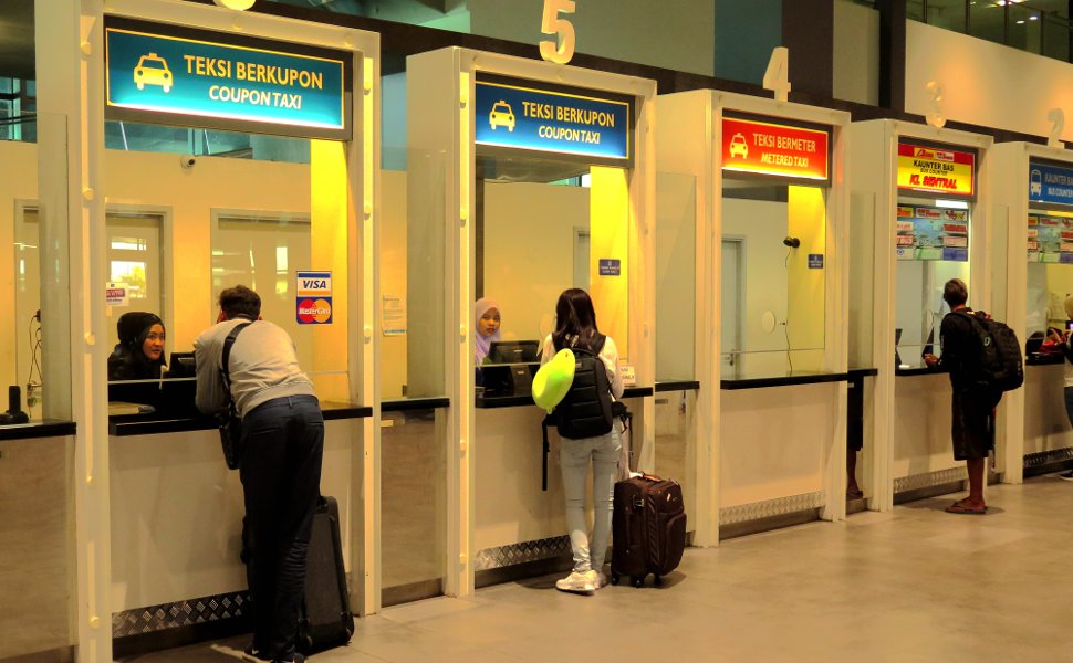 Taxi booking counters at the klia2