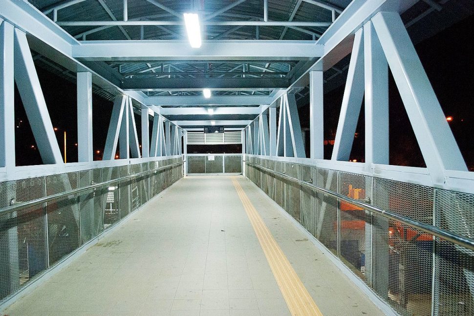 Connected pedestrian bridge between Kajang MRT station and Kajang KTM station