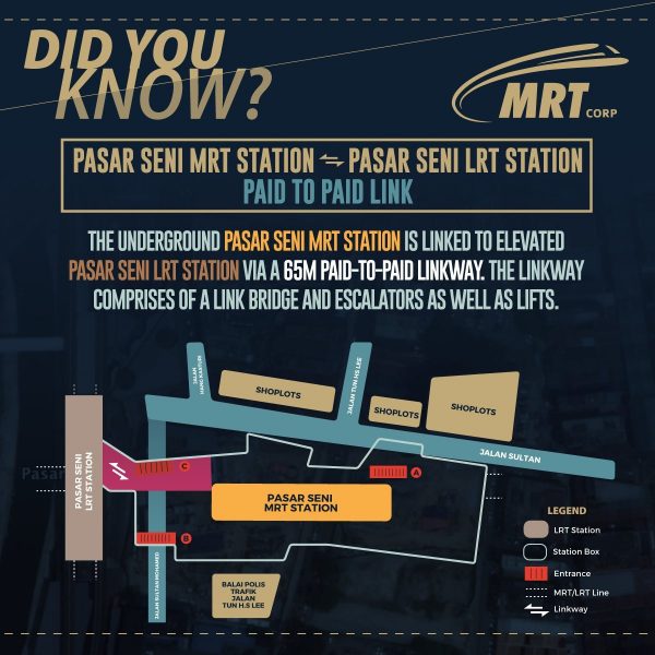 Paid To Paid Link Between Pasar Seni MRT Station and Pasar Seni LRT Station