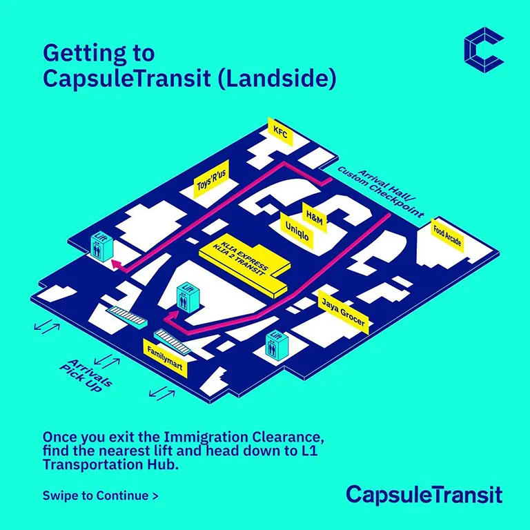 Directions to the Capsule Transit klia2