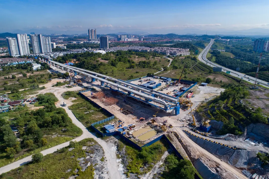 Overhead view of the ongoing structure works for concourse platform for the 16 Sierra MRT Station.