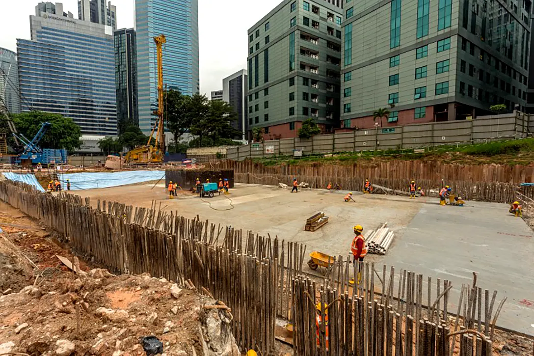 Lean concreting works at the Ampang Park MRT Station site.