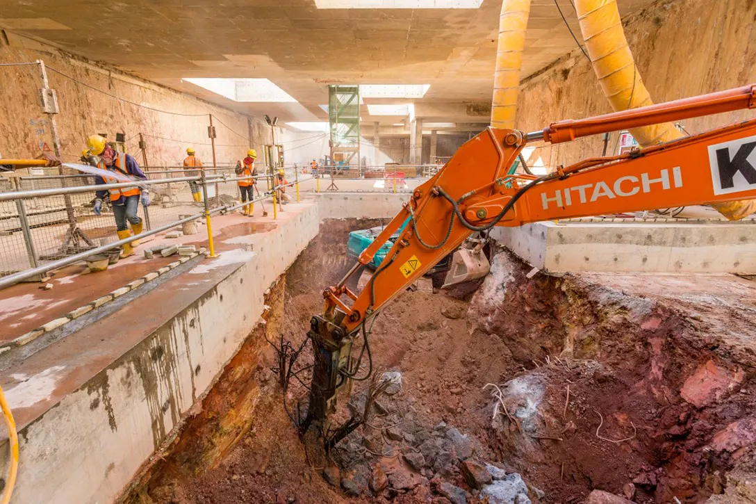 Underground excavation works in progress at the Ampang Park MRT Station site.