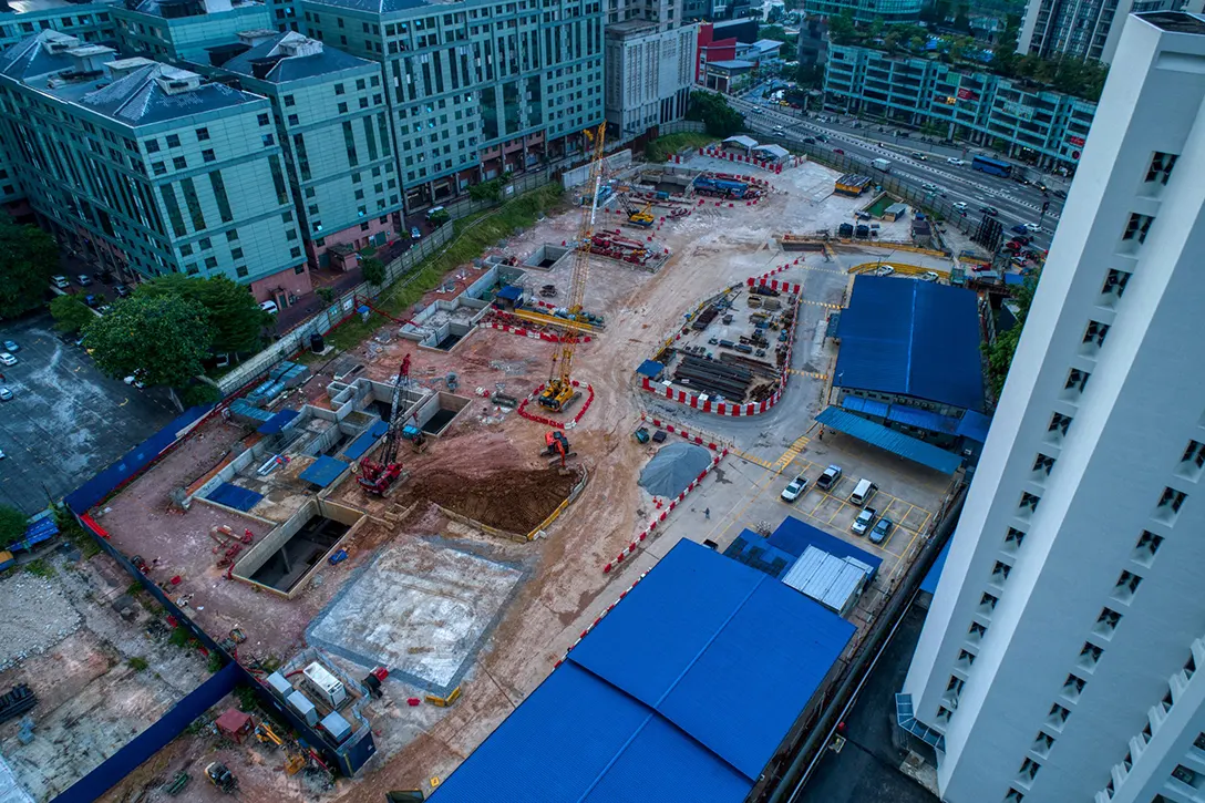 Overall view of the Ampang Park MRT Station site.