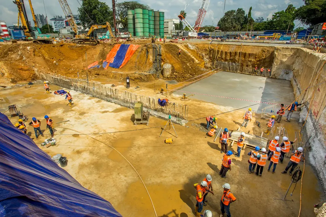 Ongoing excavation works at the ground level of the Hospital Kuala Lumpur MRT Station site.