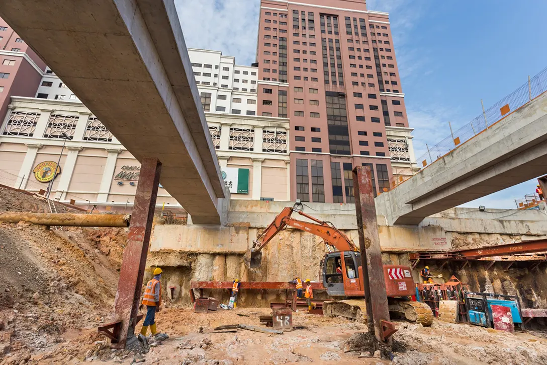 Excavation works for base in progress at the Jalan Ipoh MRT Station.