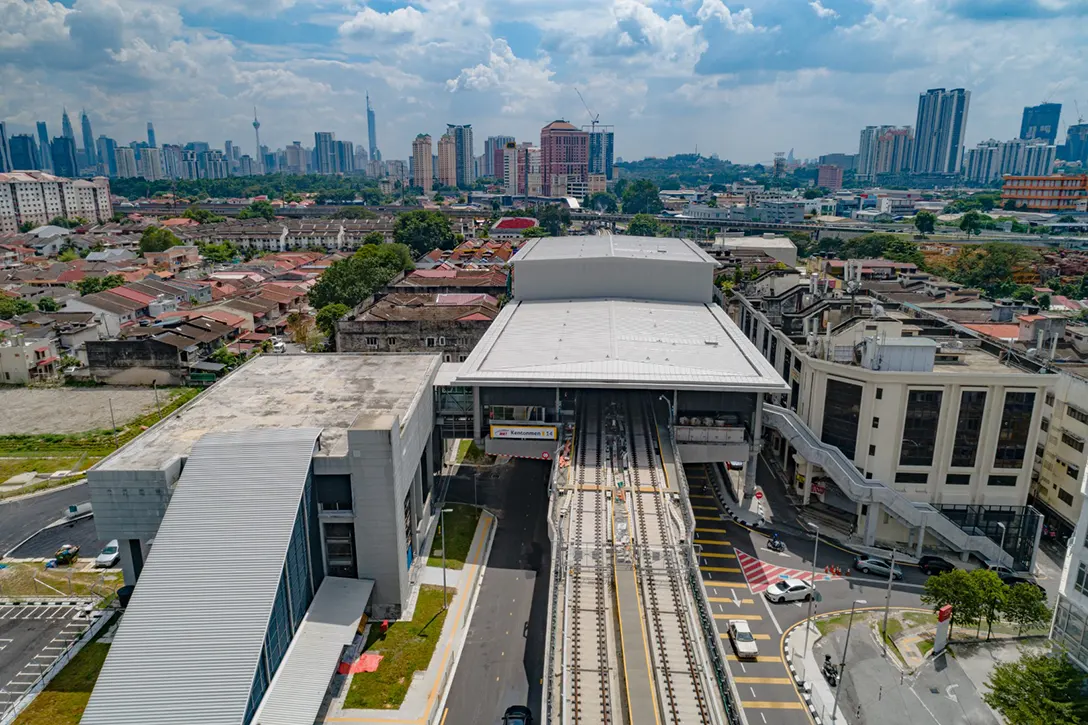 Aerial view of Kentonmen MRT Station showing the touch-up works in progress.