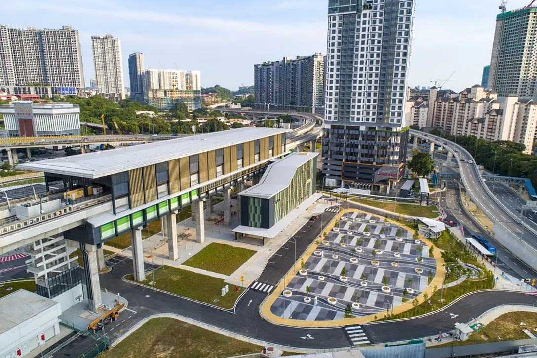 Aerial view of the Kuchai MRT Station showing the completed external infra works