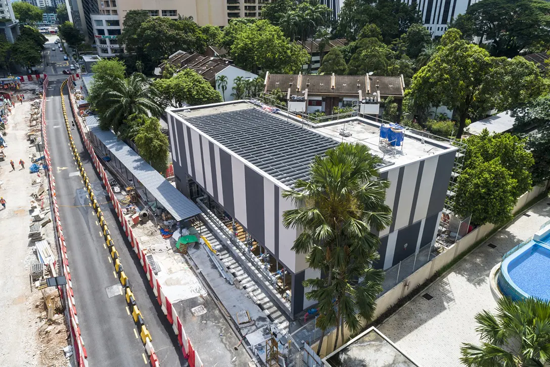 Overall view of the Persiaran KLCC MRT Station Cooling Tower.