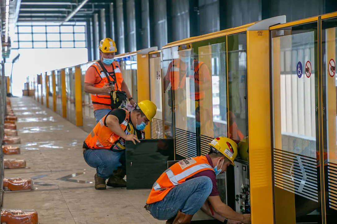 Rectification and testing for Automatic Platform Gate system in progress at the Serdang Raya Selatan MRT Station.