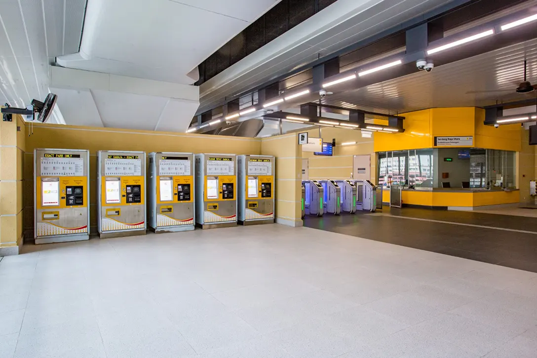 Testing of Ticket Vending Machine system in progress at the Serdang Raya Utara MRT Station.
