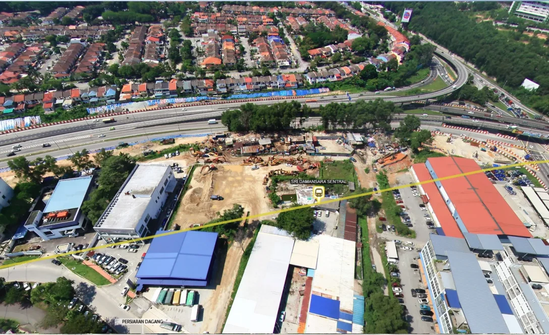 Location of Sri Damansara Sentral MRT Station and its surrounding area