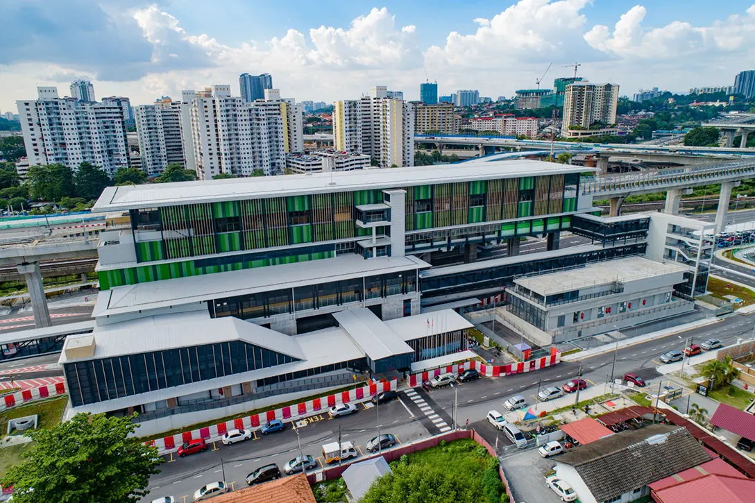 Aerial view of the Sungai Besi MRT Station showing the completed roadworks.