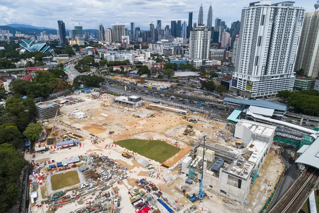 Aerial view of the Titiwangsa MRT Station showing the green works in progress while both external and Architectural Builders Works and Finishes in progress.
