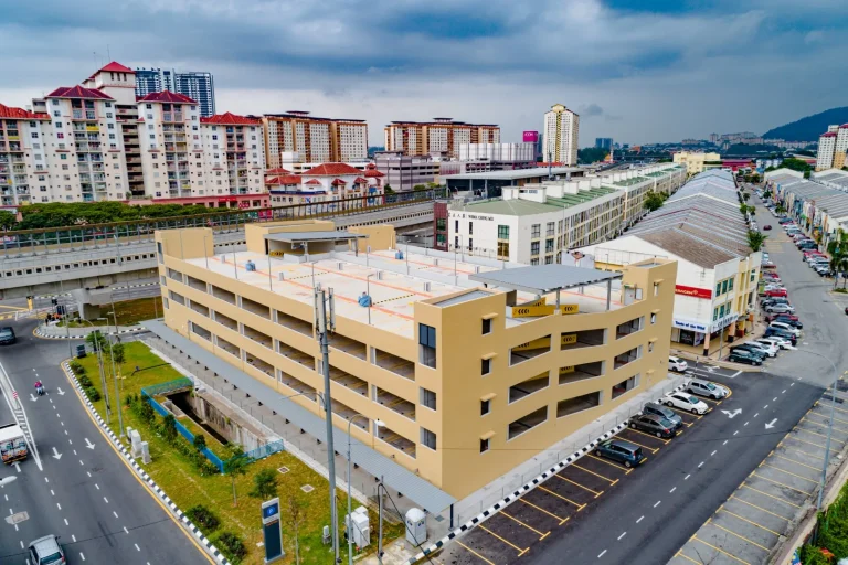 Aerial view of the Multi Storey Park and Ride for Metro Prima MRT Station