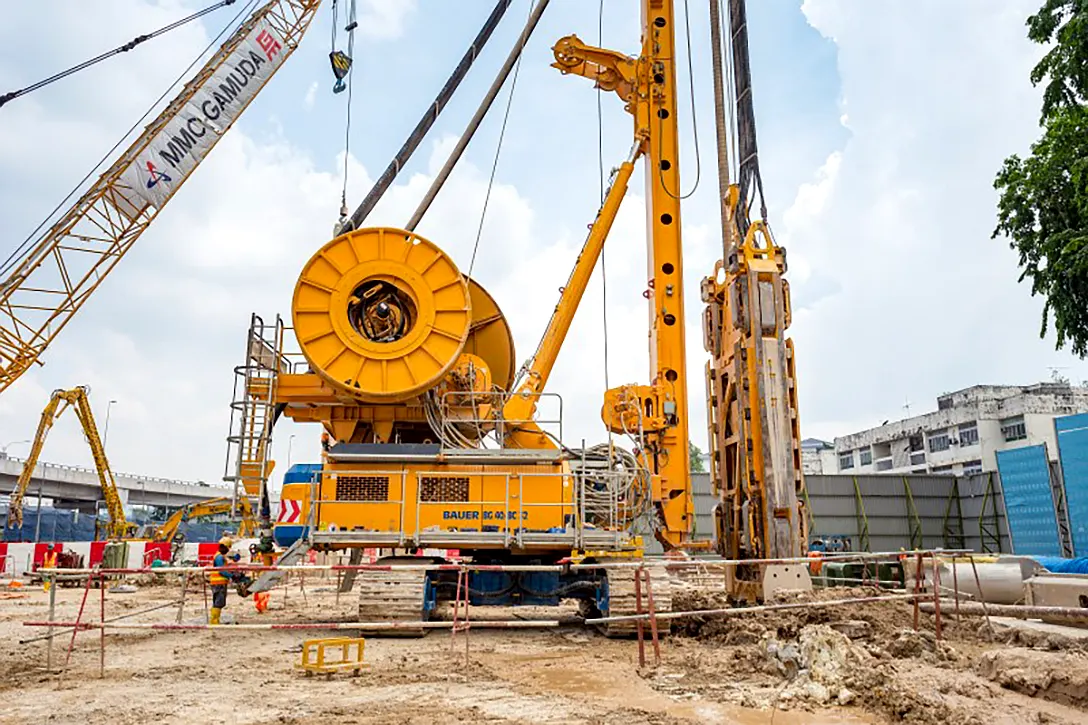 Excavation works for the diaphragm wall construction at the Hospital Kuala Lumpur MRT Station site.