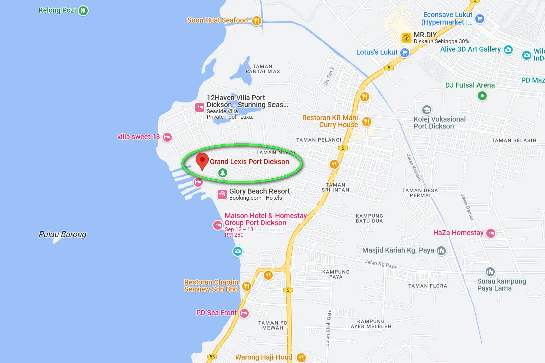 Location of Grand Lexis Port Dickson