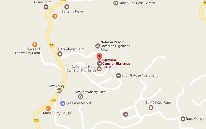 Equatorial Cameron Highlands Location Map