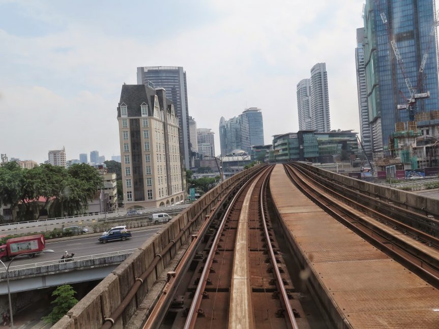 RapidKL LRT train entering KL Sentral LRT station