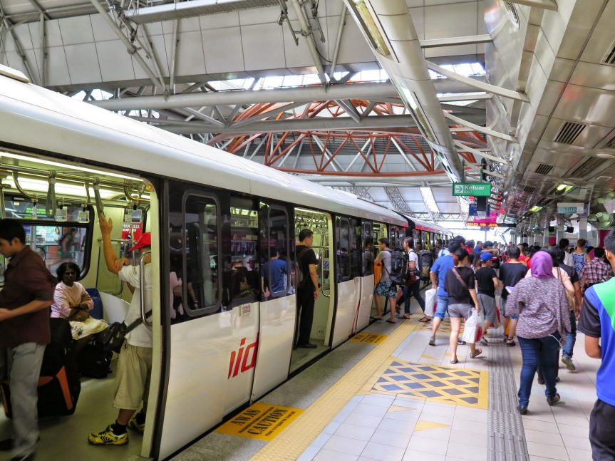 Getting on RapidKL LRT train, KL Sentral LRT station