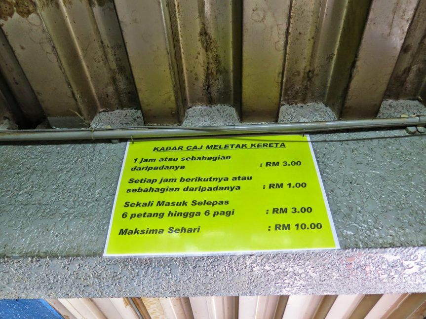 Parking rates, Putra Bus Terminal