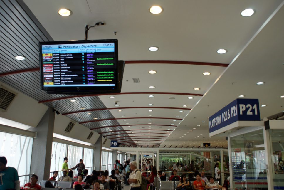 Monitors showing buses' activities