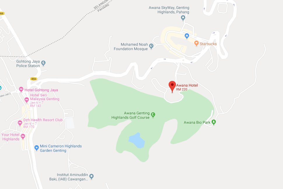 Location of Awana Golf and Country Resort