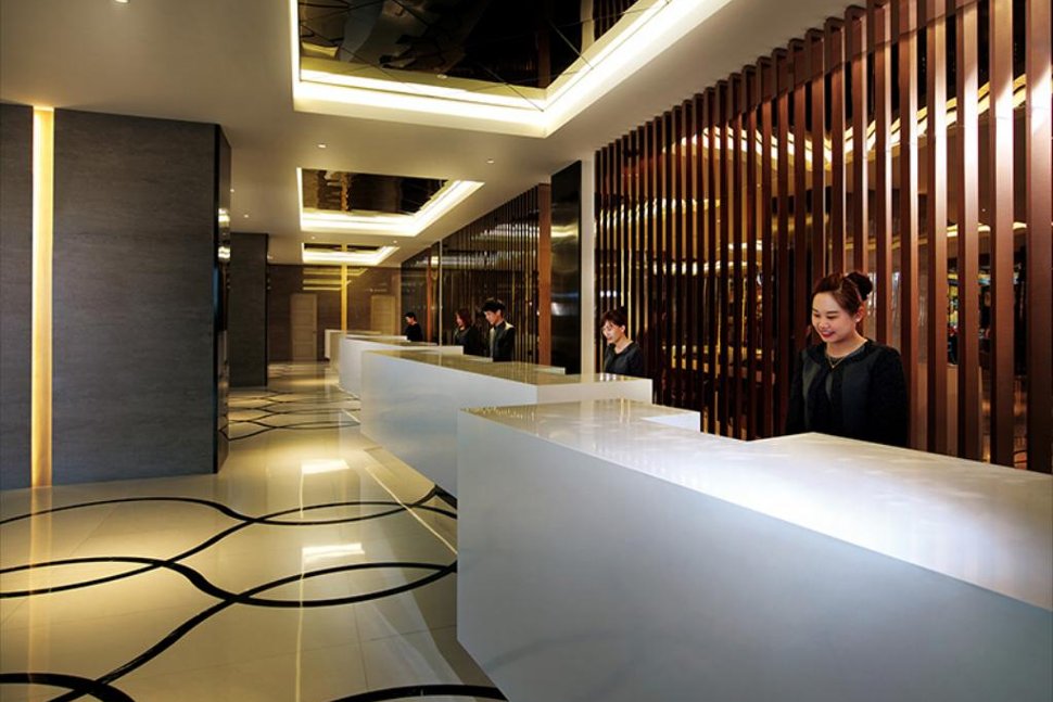 Reception counter at the hotel