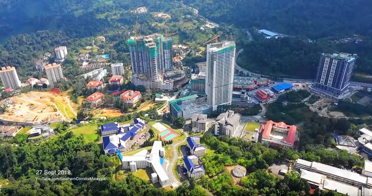 Aerial view of the Gohtong Jaya town and surroundings