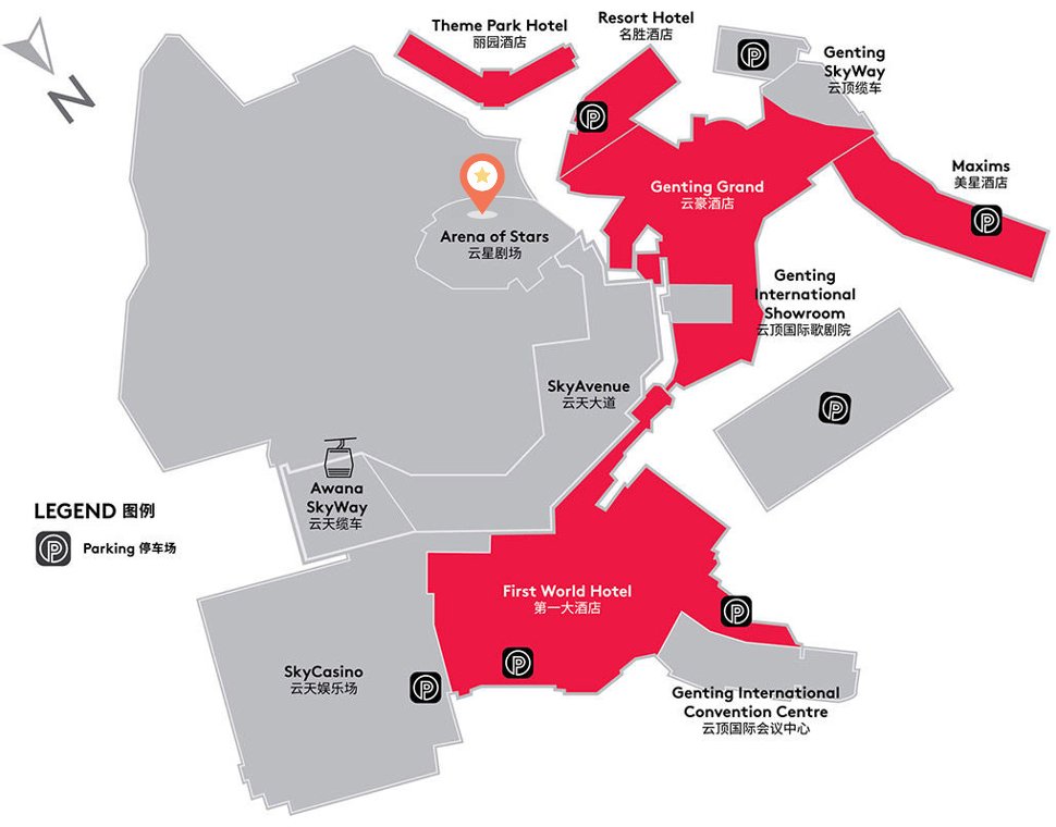 Location map of the Genting Arena of Stars