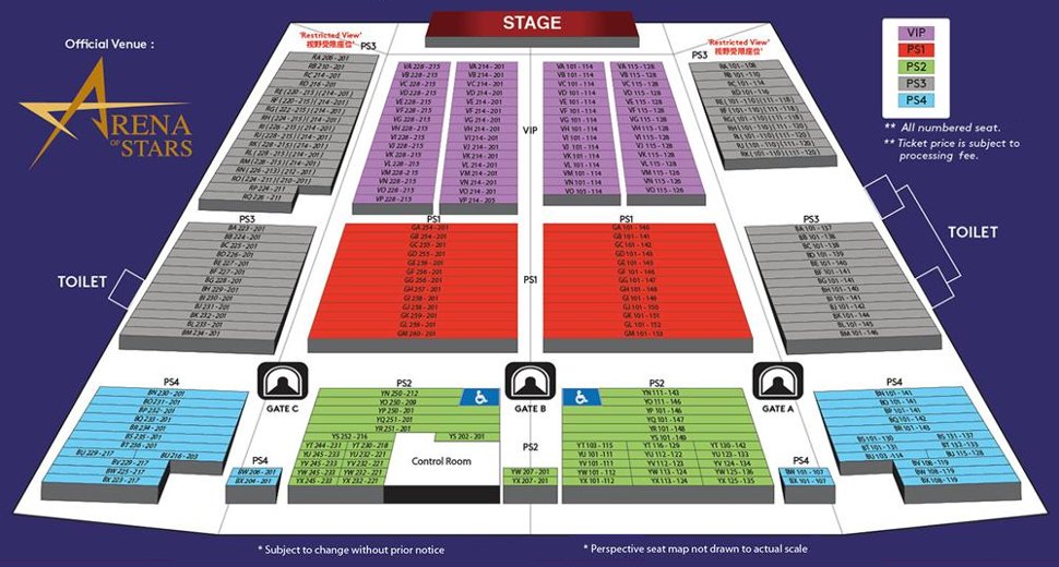 Arena of Stars seating layout
