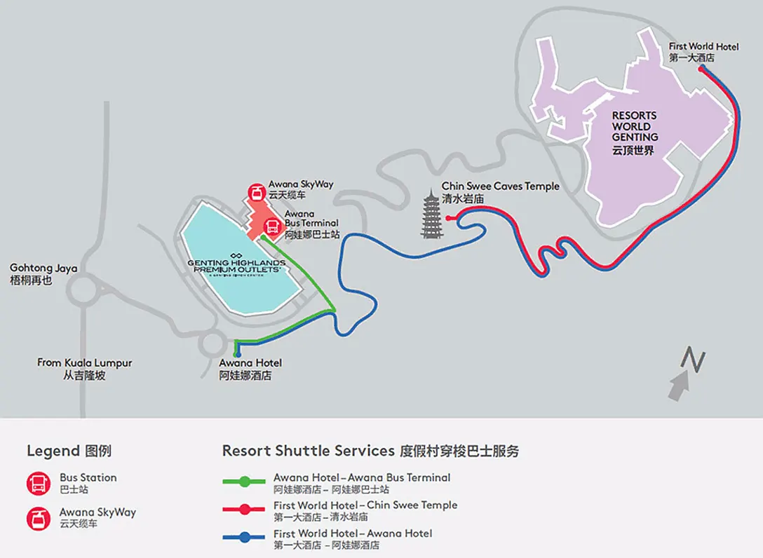 Location map of the Chin Swee Caves Temple and surrounding