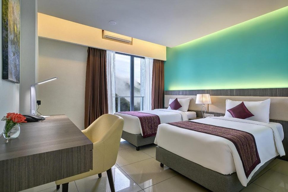 Room features 2 single beds
