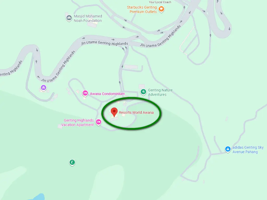 Location of Awana Golf and Country Resort