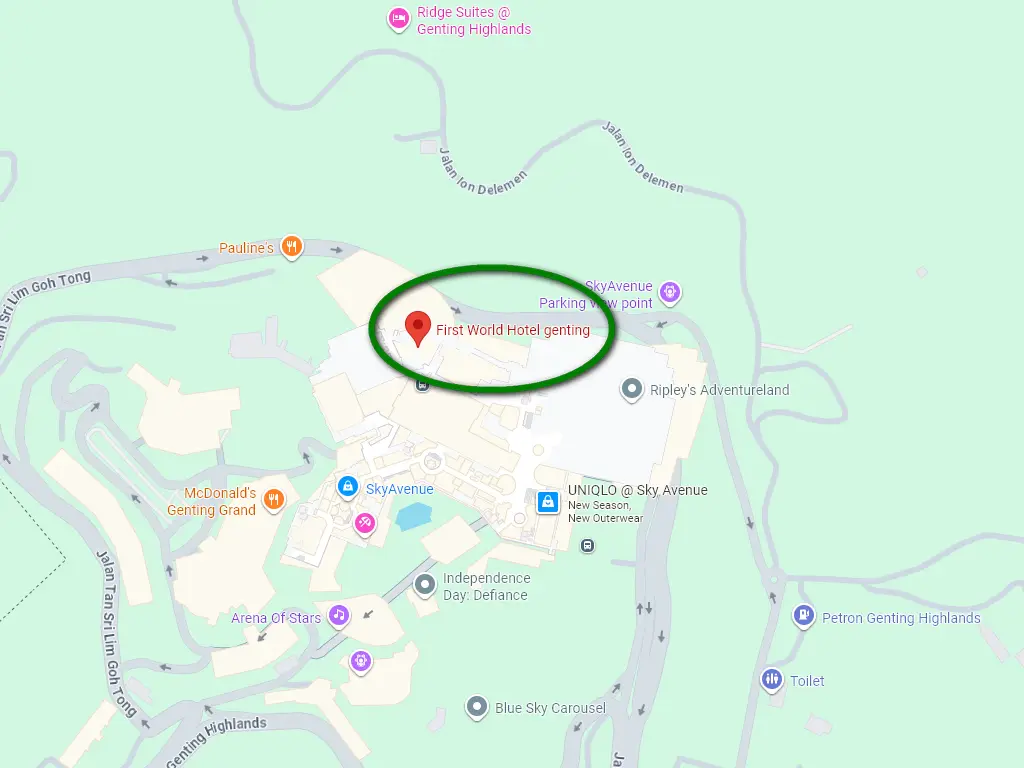 Location of First World Hotel