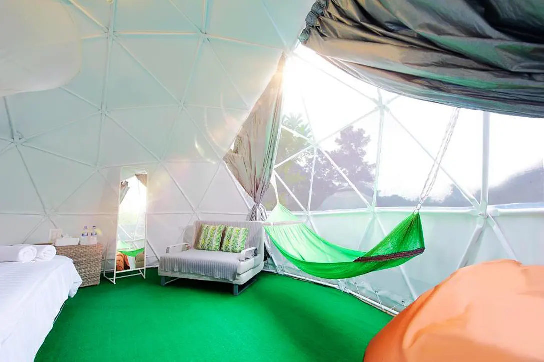 Stargaze directly on your bed via the hammock in your Dome room