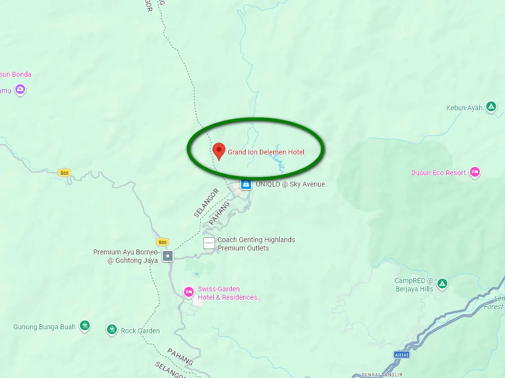 Location of Grand Ion Delemen Hotel, Genting Highlands