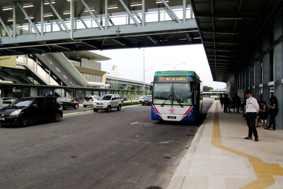 Feeder bus waiting near entrance B