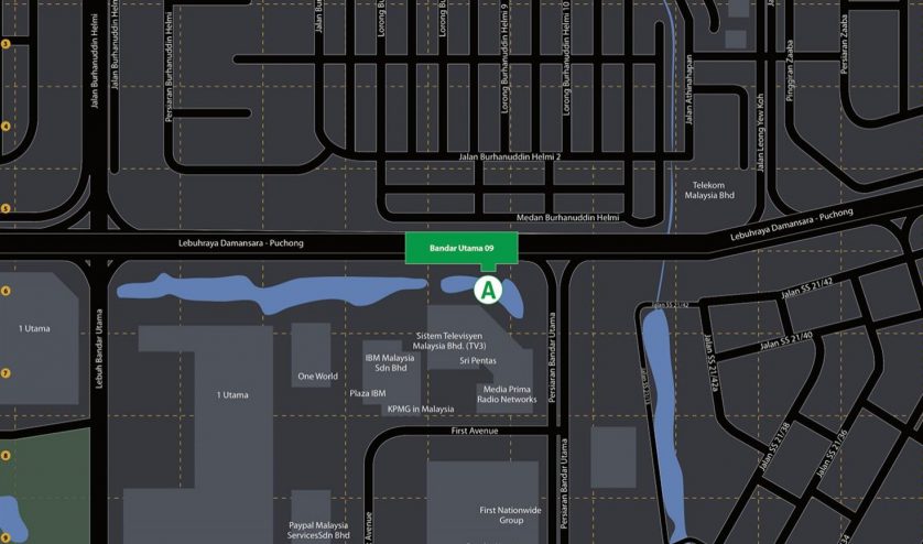 Location map of Bandar Utama MRT Station