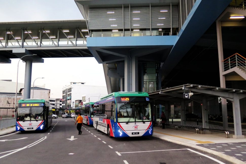 Feeder bus waiting near entrance A