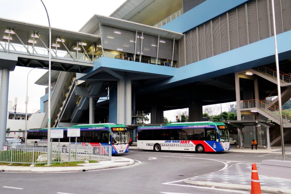 Feeder buses waiting near entrance A