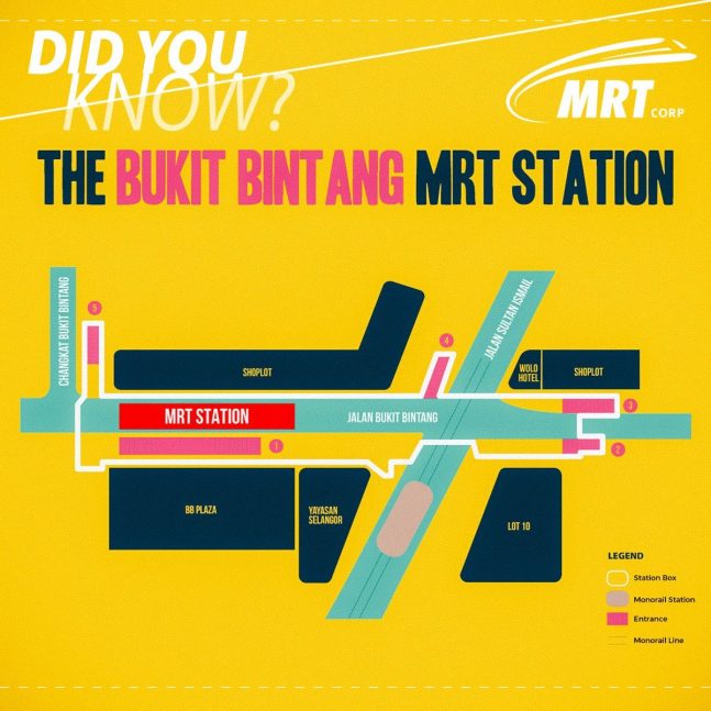 5 Entrances to Bukit Bintang MRT Station