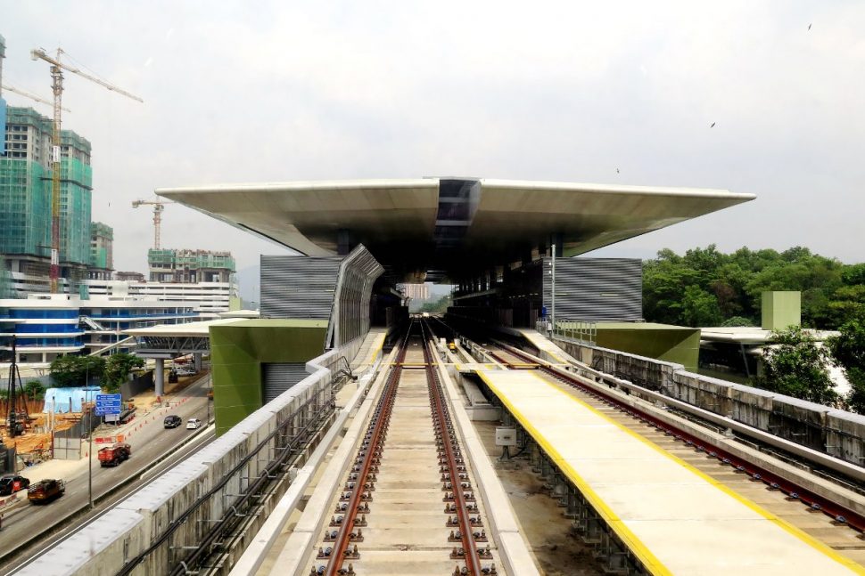 MRT train approaching Kampung Selamat station