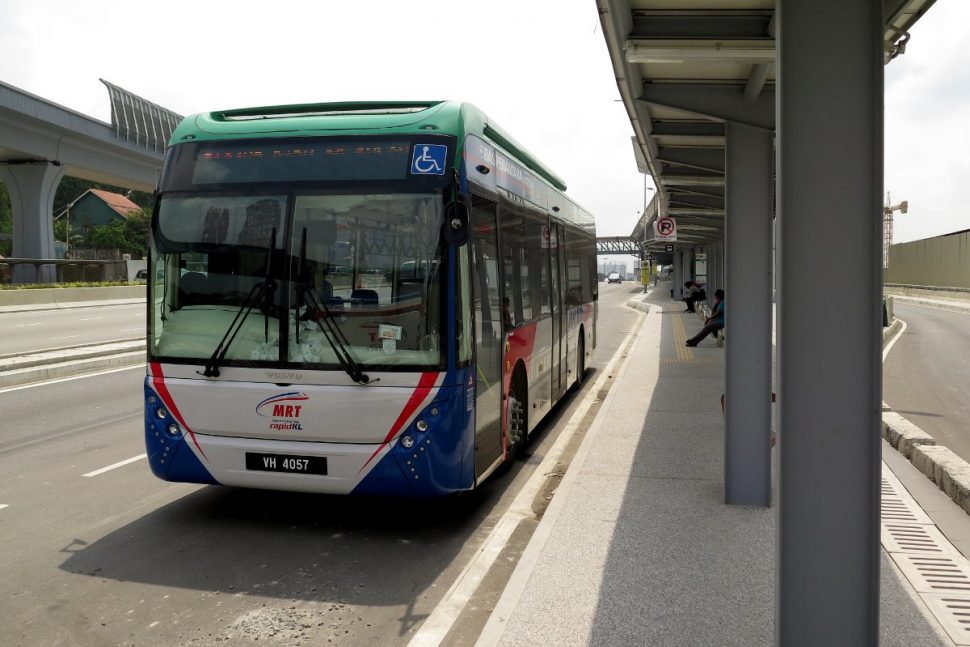 MRT feeder bus waiting near Entrance B of Kampung Selamat station