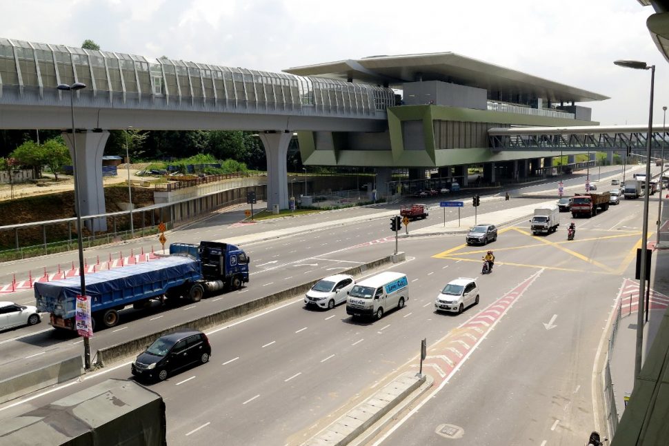 View of Kampung Selamat station across the road