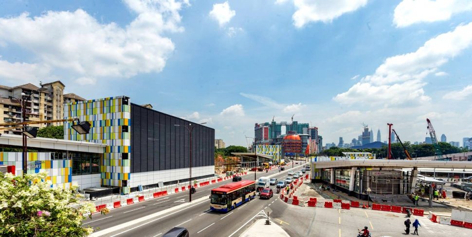 Two entrances to the Maluri MRT station on both side of Jalan Cheras